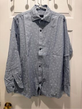 Proper Cloth 16.5 Men's Light Blue Printed Button-Up Shirt